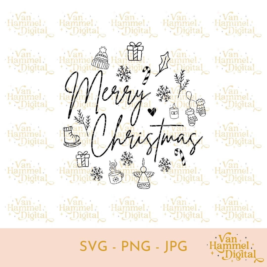 Kerst | Merry Christmas | Doodle | SVG JPG PNG
