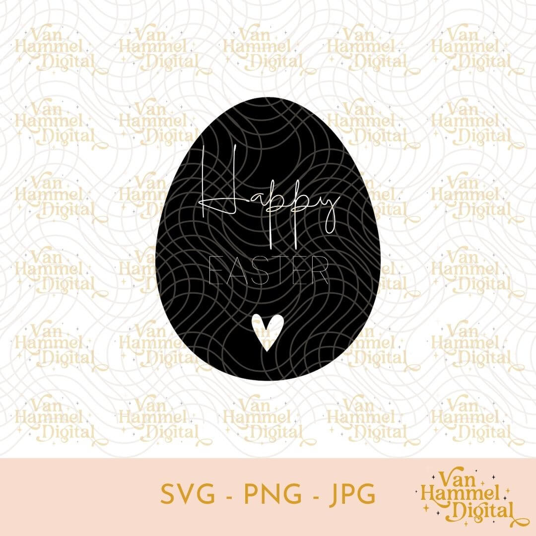 Happy Easter | Egg Heart | SVG PNG JPG