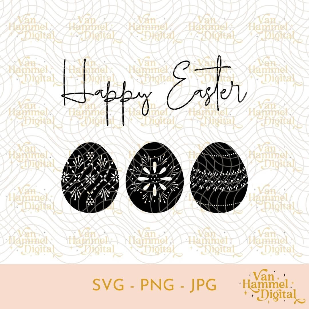 Happy Easter | 3 Open Paaseieren | SVG PNG JPG