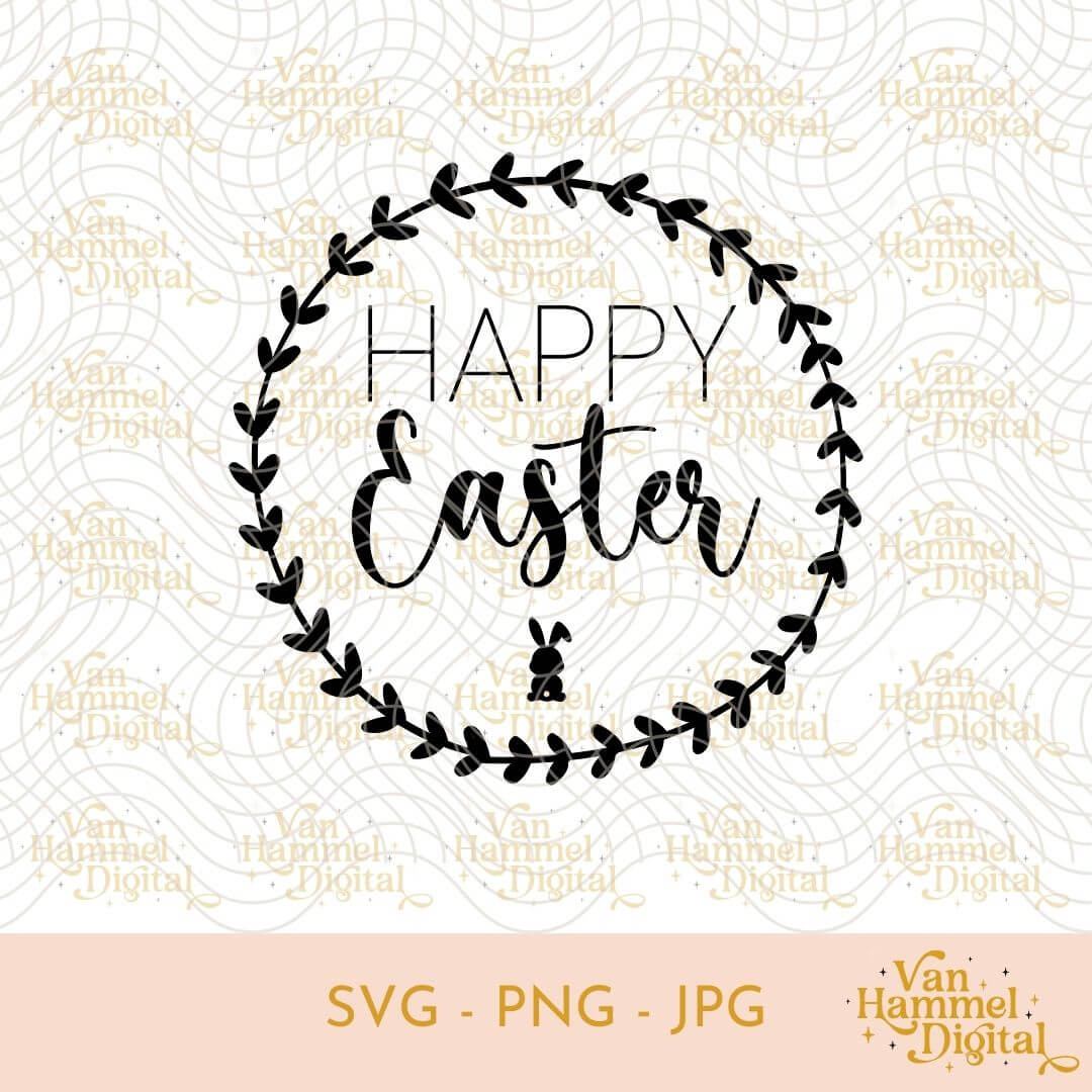 Happy Easter | Wreath | SVG PNG JPG