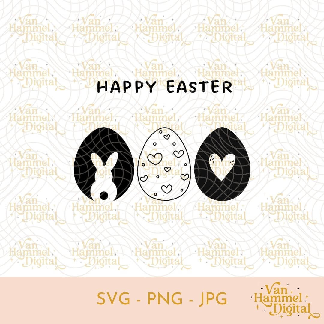Happy Easter | 3 Eggs | SVG PNG JPG