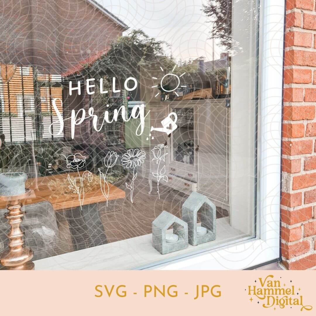 Hello Spring | Flowers | SVG PNG JPG