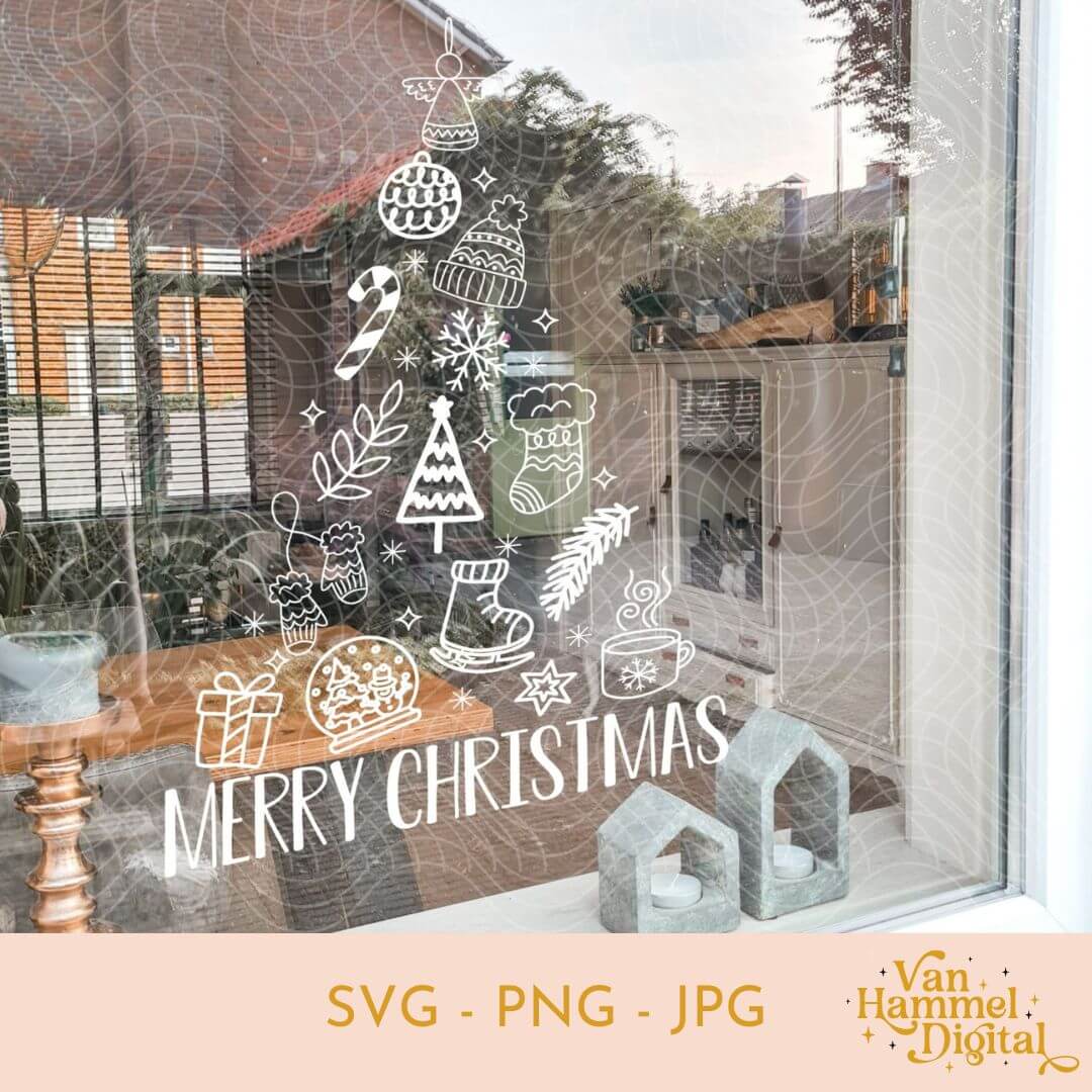 Kerst | Merry Christmas | Doodle Tree | SVG JPG PNG