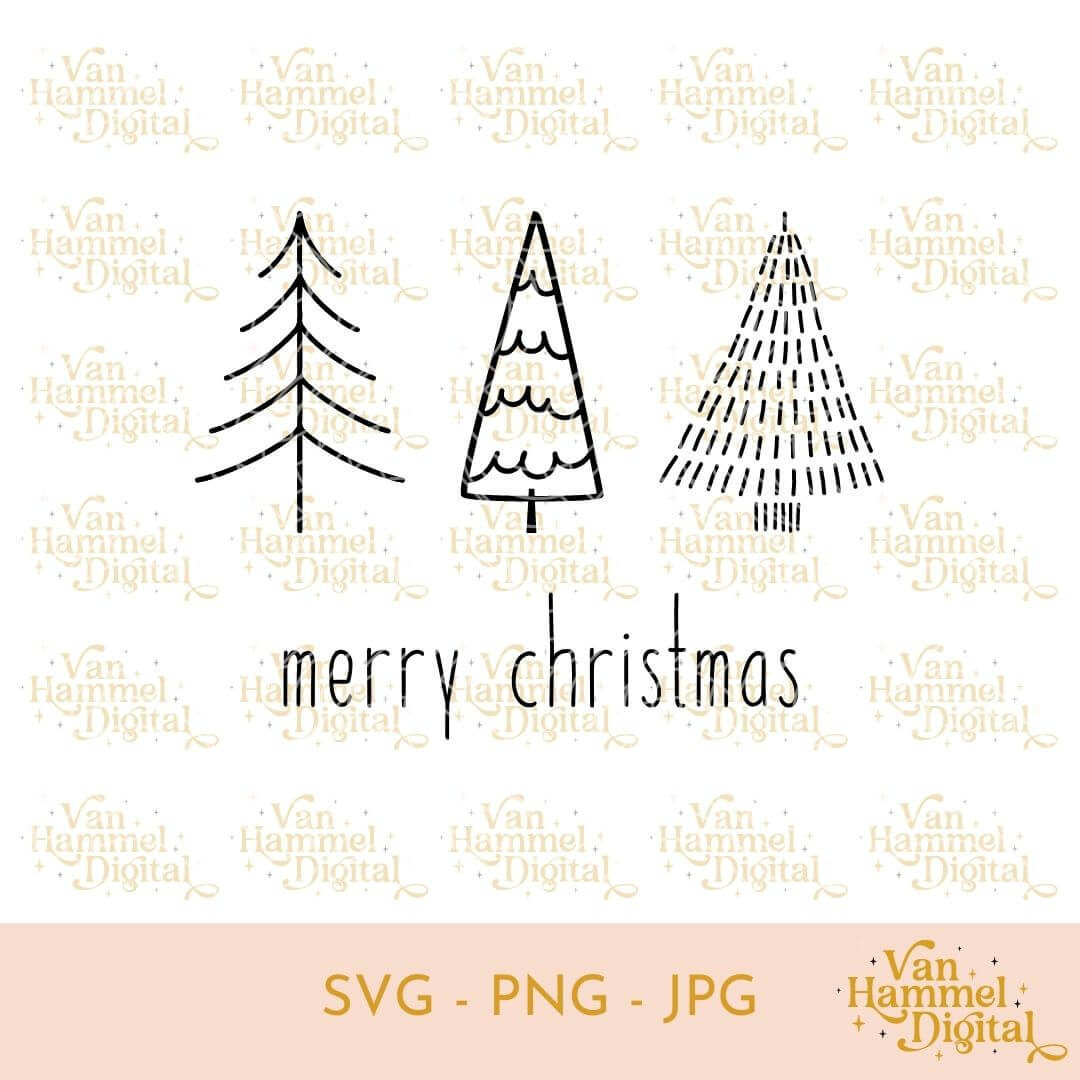 Merry Christmas Trees | SVG PNG JPG