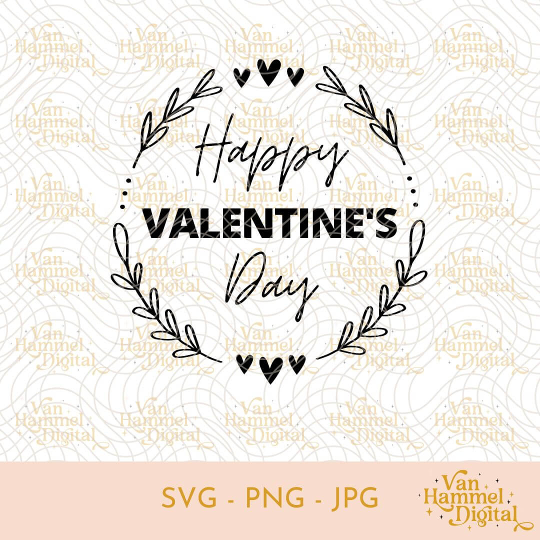 Happy Valentines Day | Krans | SVG PNG JPG