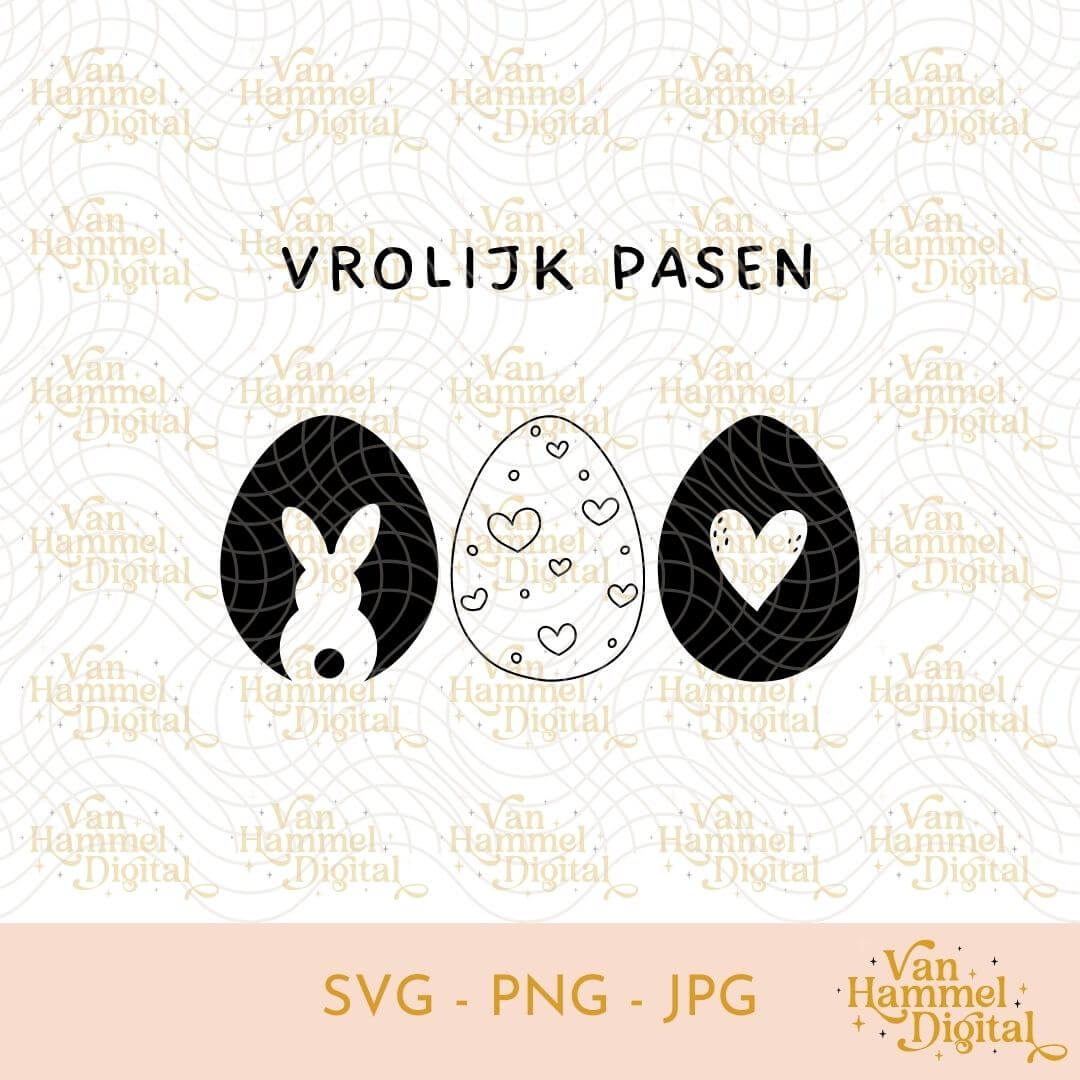 Vrolijk Pasen | 3 Eieren | SVG PNG JPG