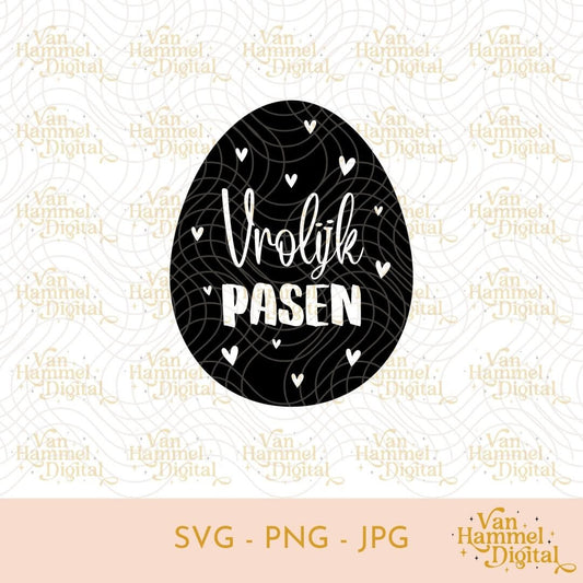 Vrolijk Pasen | Paasei Hartjes | SVG PNG JPG