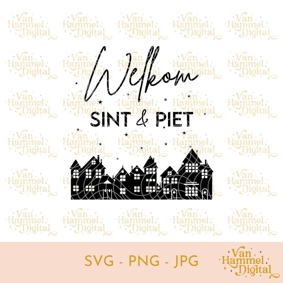 Sinterklaas | Welkom Sint & Piet Huisjes | SVG JPG PNG